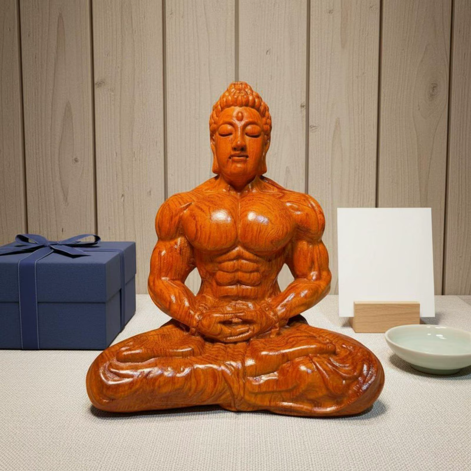 Estatua de Buda en Madera de Ébano – Decoración del Hogar y Oficina - imagen 5