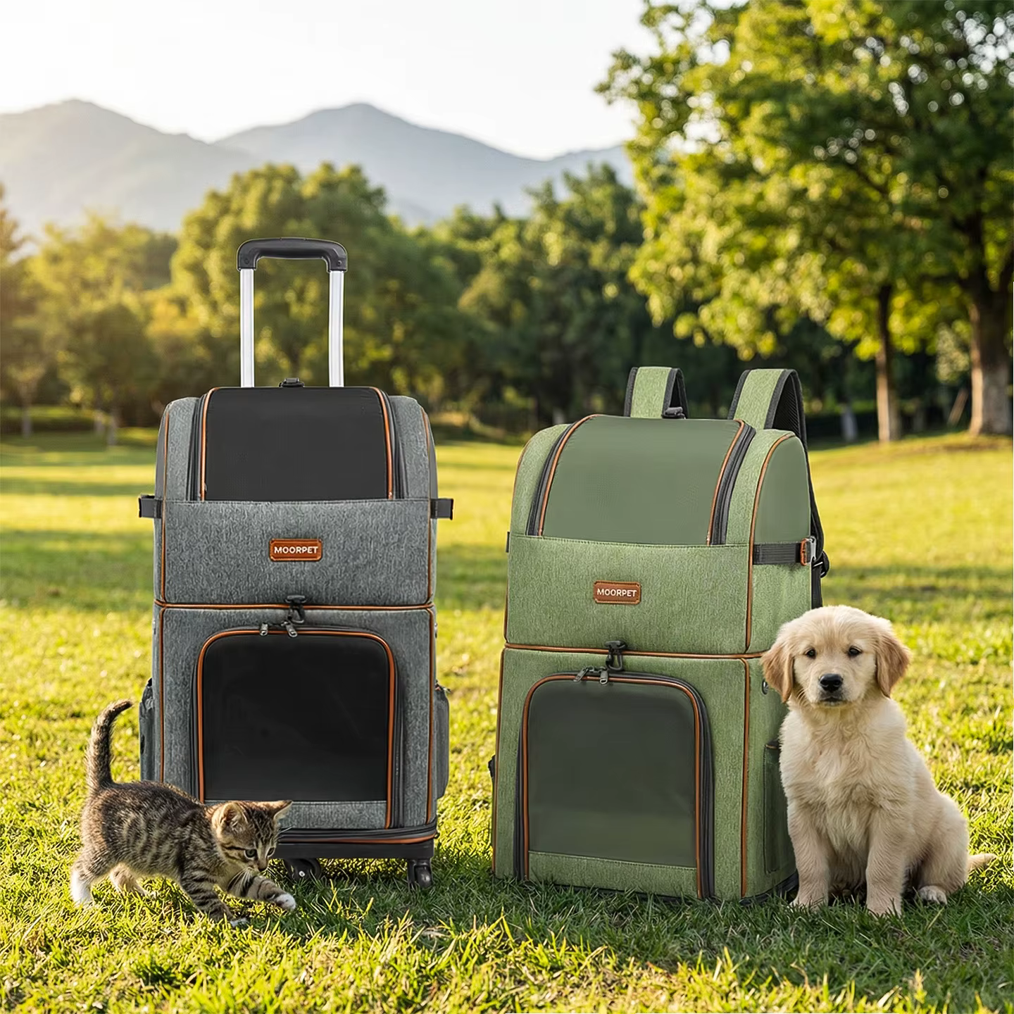 Transportín doble para gatos y perros pequeños – Malla transpirable - imagen 3