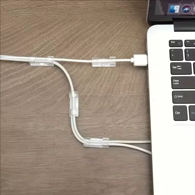 Organizadores de cables transparentes con clips adhesivos para mascotas