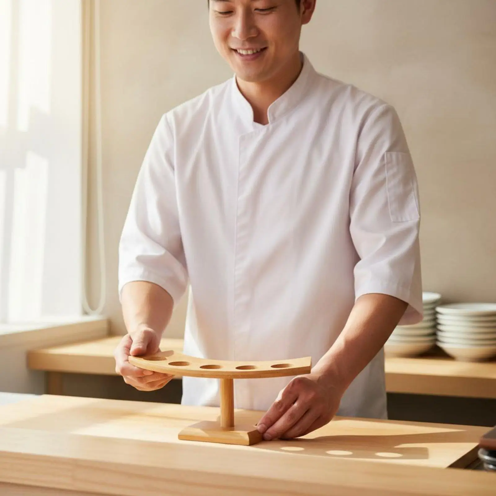 Soporte de Bambú para Sushi – Exhibidor de Rollos con Superficie Pulida - imagen 4