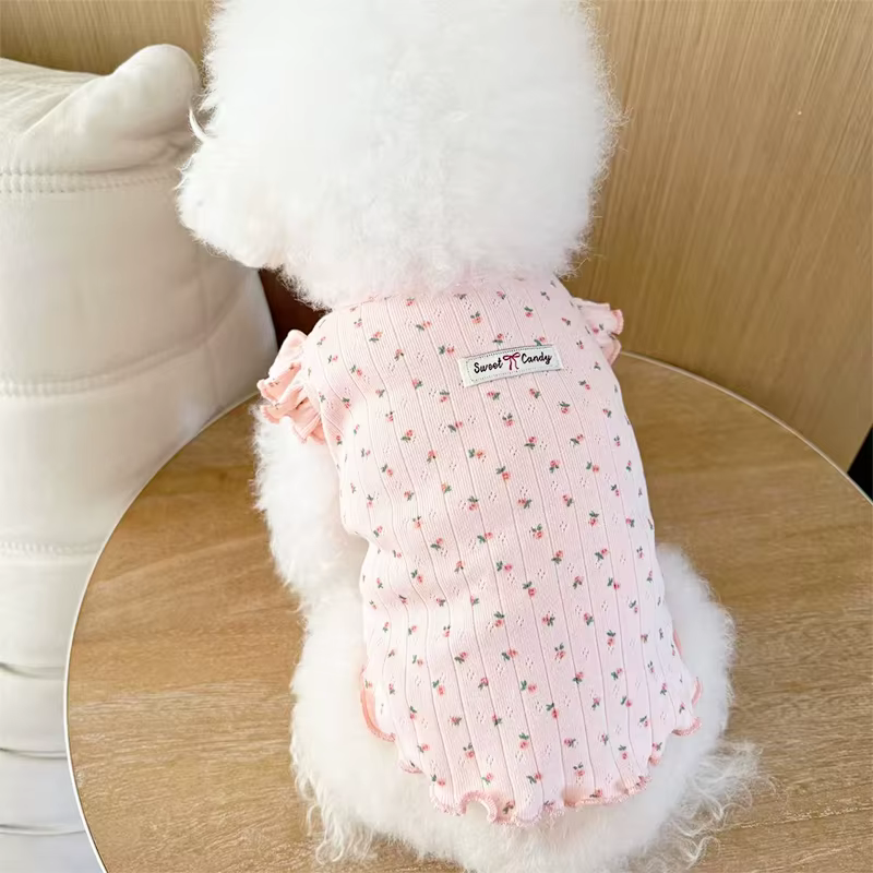 Camiseta floral fresca de algodón para perros pequeños – Chihuahua - imagen 2