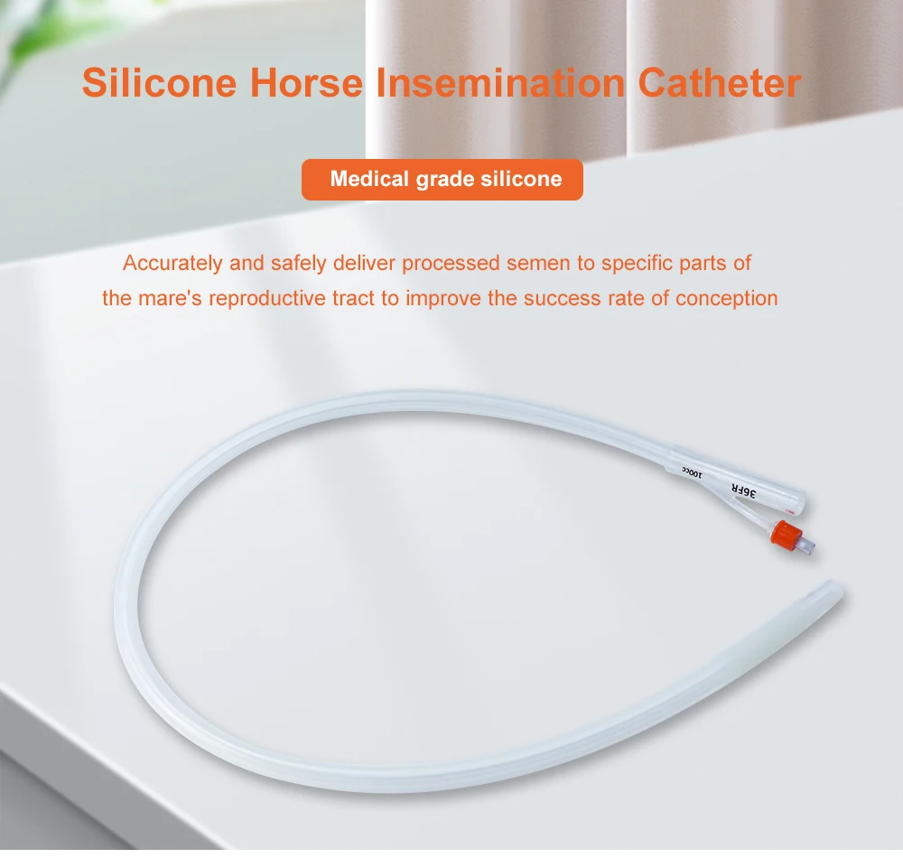 Catéter de inseminación de silicona con saco para yeguas