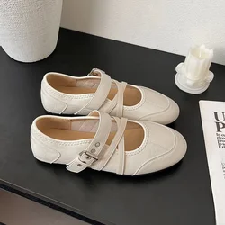 Zapatos Mary Jane planos retro con tira cruzada estilo ballet sin cordones