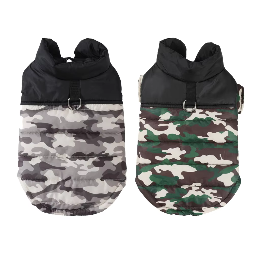 Chaqueta abrigo perro camuflaje con anilla D cálida - imagen 2