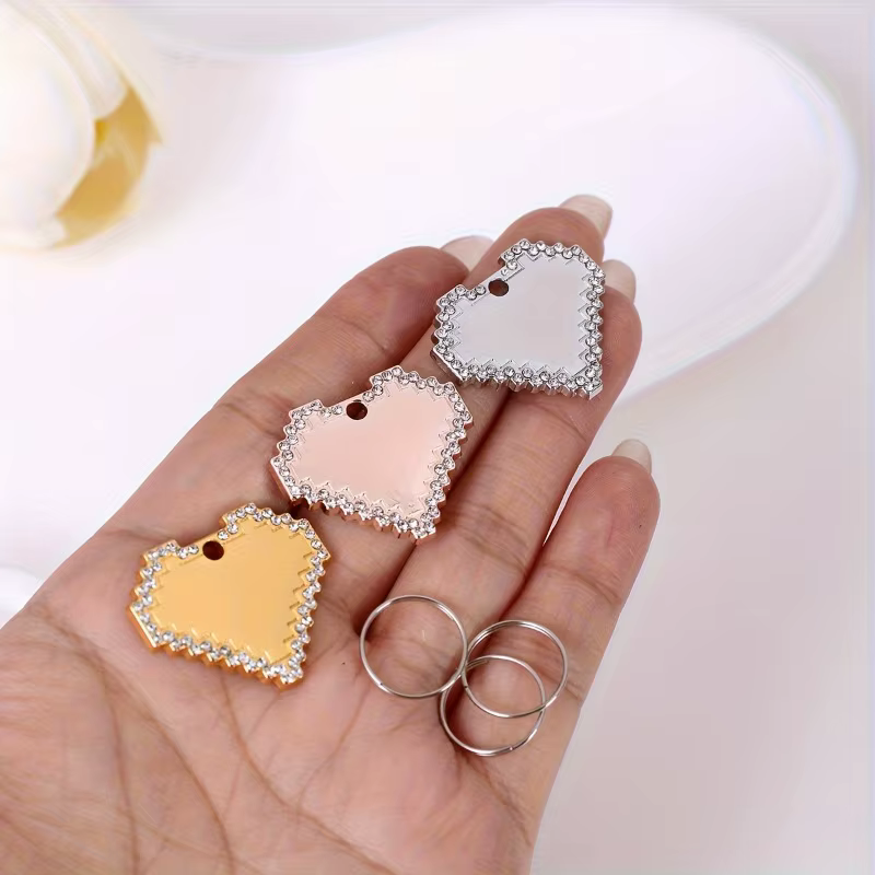 Placa Identificación Personalizada Perros y Gatos – Corazón Cristal Grabado - imagen 2