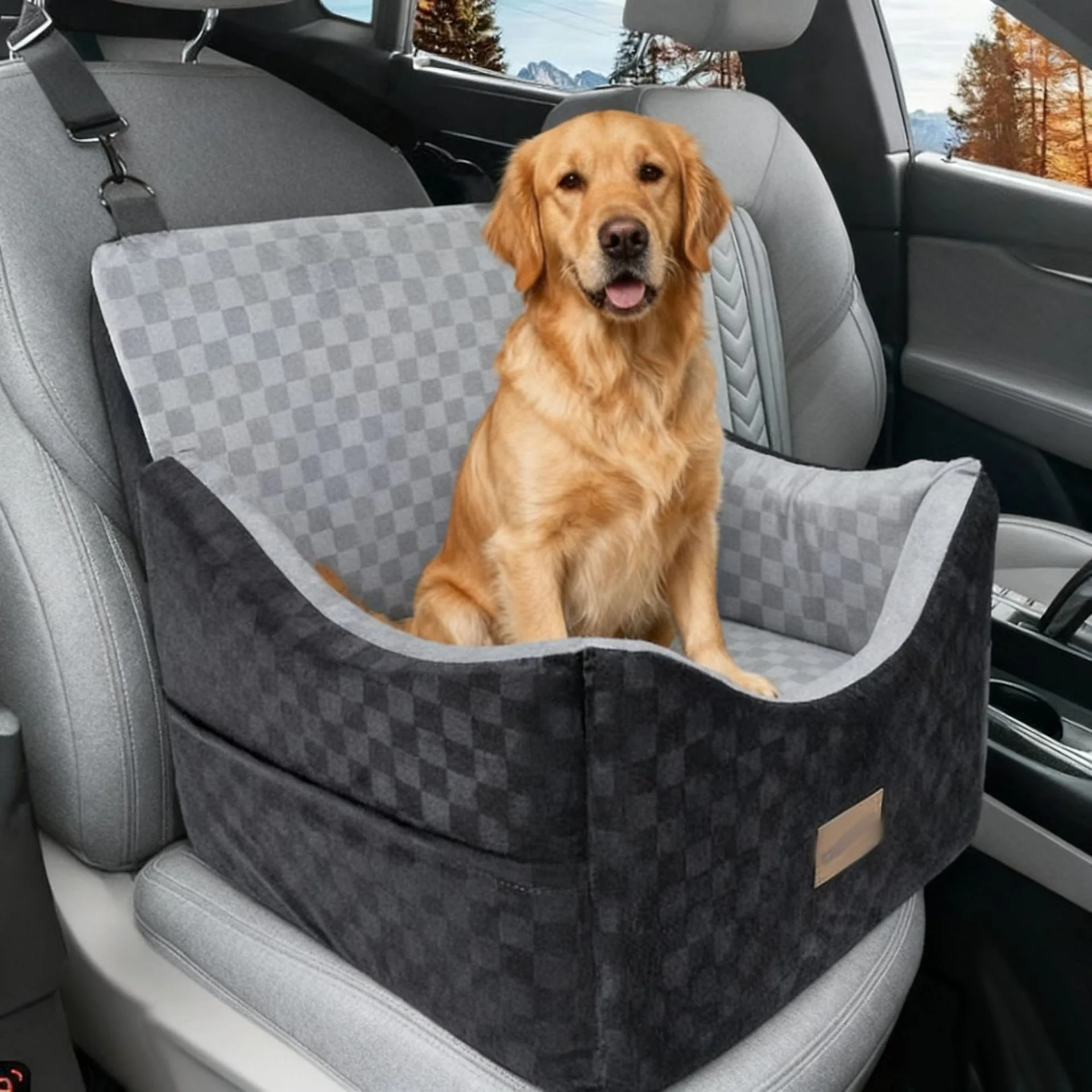 Cama portátil para perros en el auto