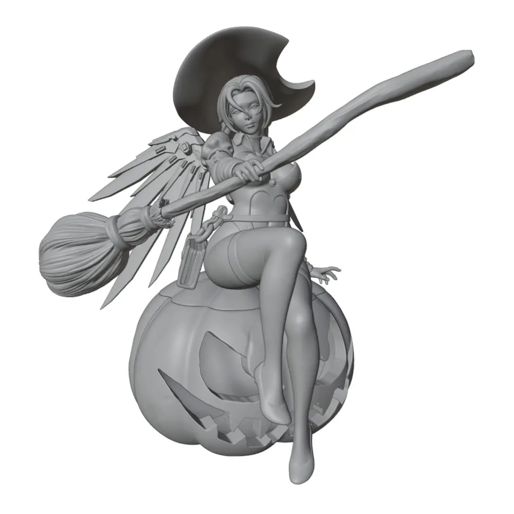 Figura de anime en miniatura GK impresa en 3D gris, sin montar - imagen 2
