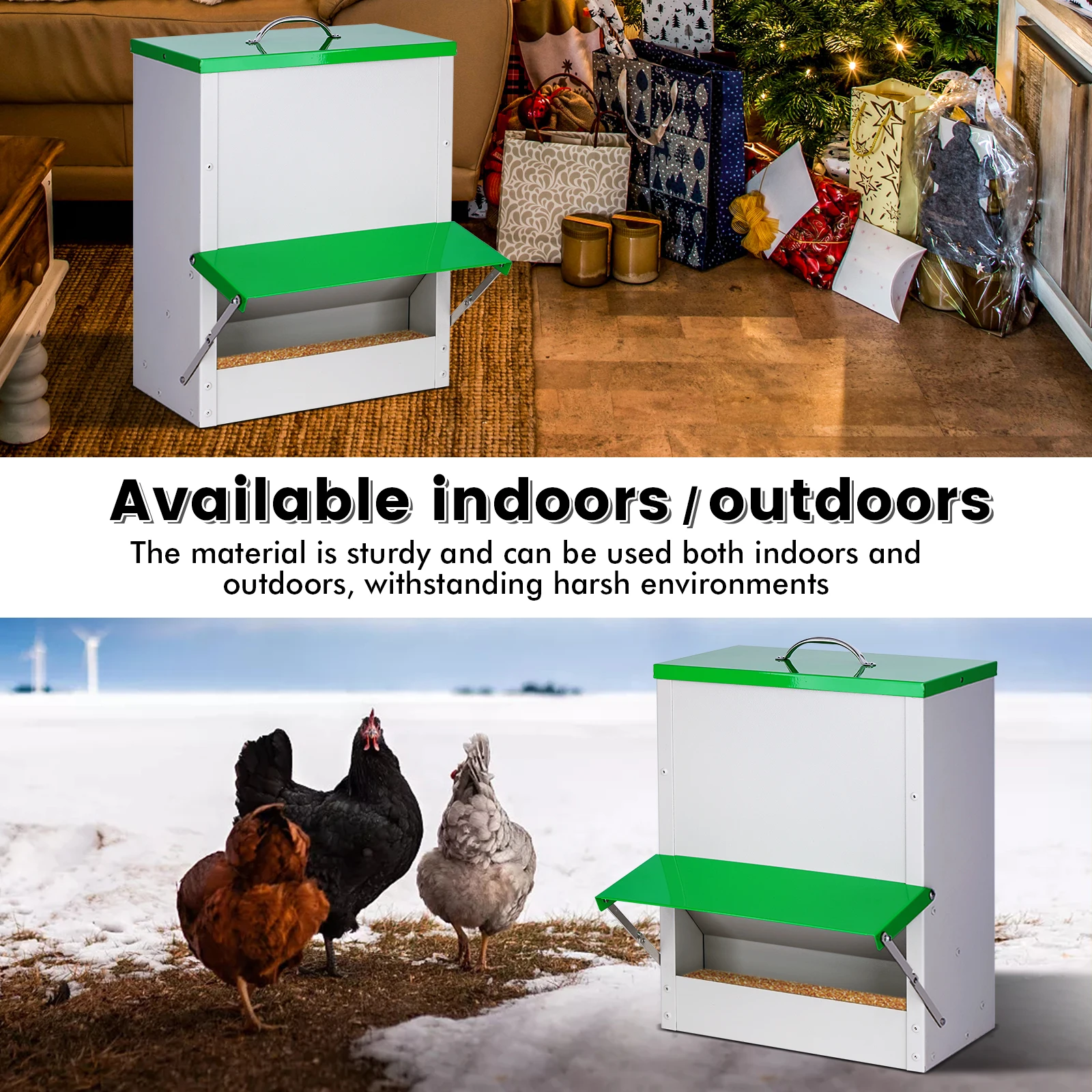 Comedero para aves de corral instalado