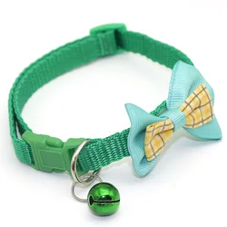 Collar ajustable con campana para gato y cachorro – lazo y huellas