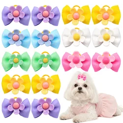 Lazos con flores y bandas elásticas para cachorros, adorno seguro