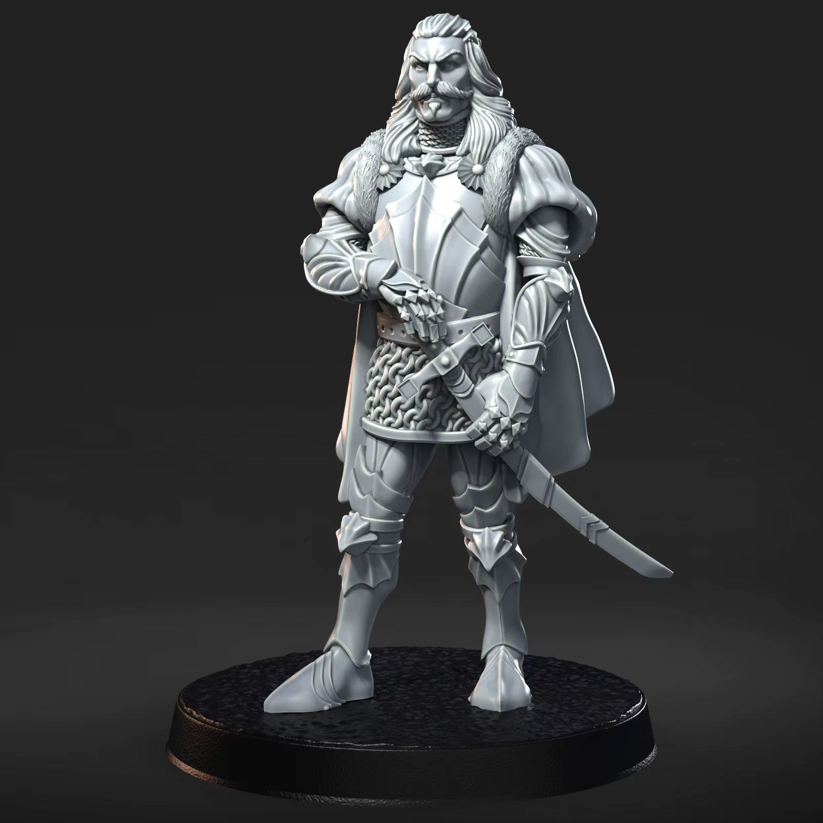 Vista frontal del oficial medieval resina 75 mm