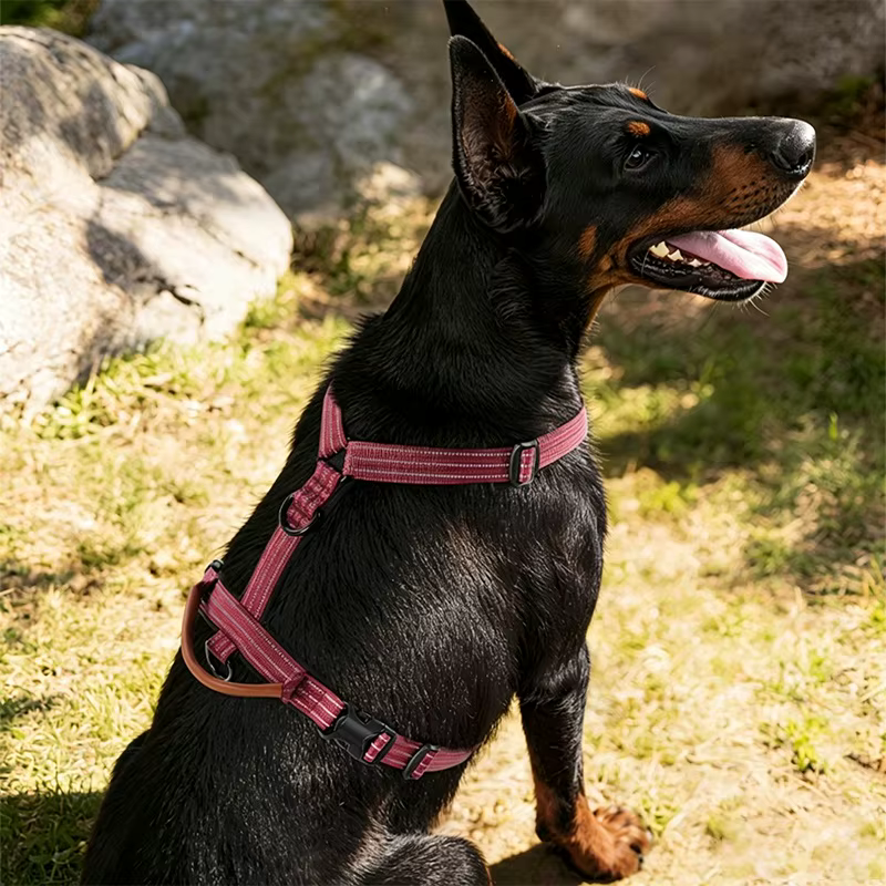 Arnés reflectante ajustable nylon rayas liberación rápida perros y gatos - imagen 3