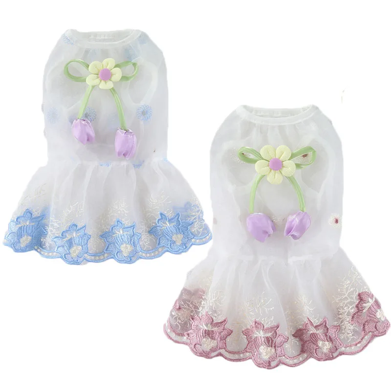 Vestido fino transparente floral para perros, gatos y Chihuahua