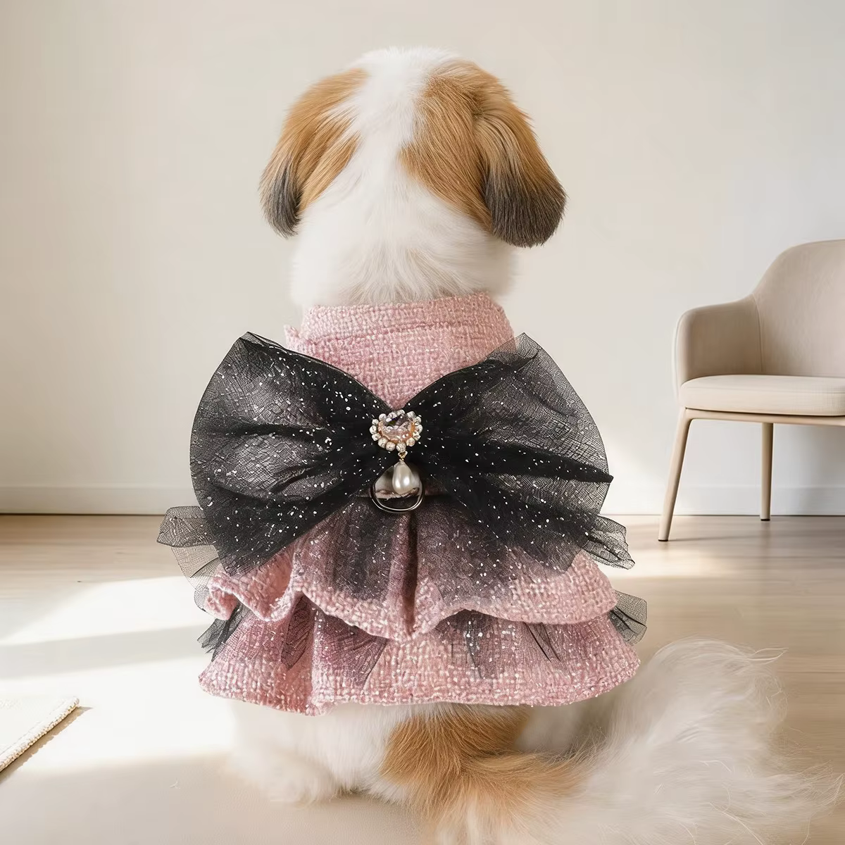 Abrigo de lana con lazo para perros pequeños y gatos