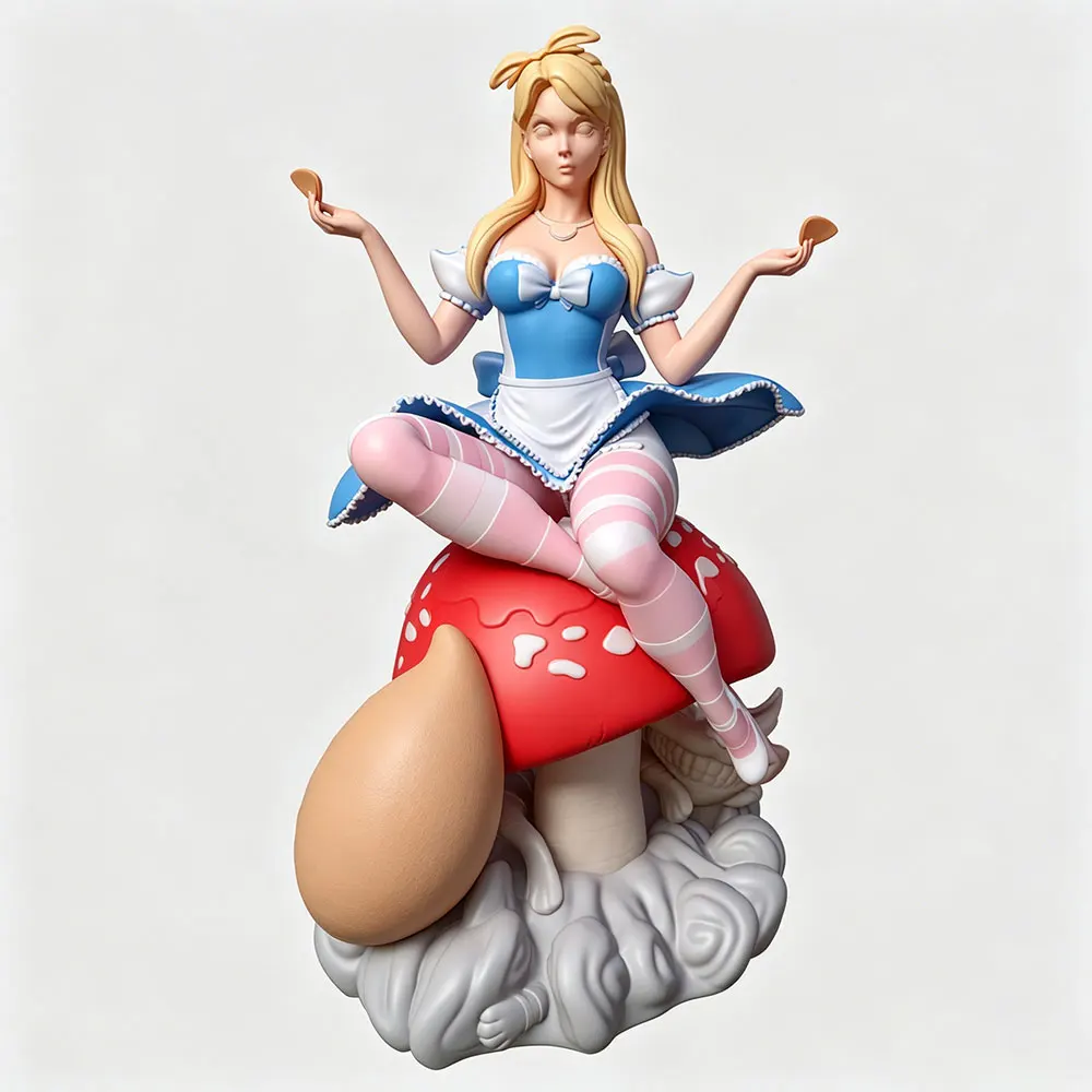 Figura mini impresa en 3D de personaje anime gris, sin montar