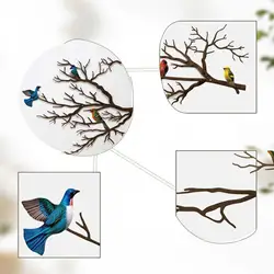 Decoración de pared con aves en rama para patio y exterior