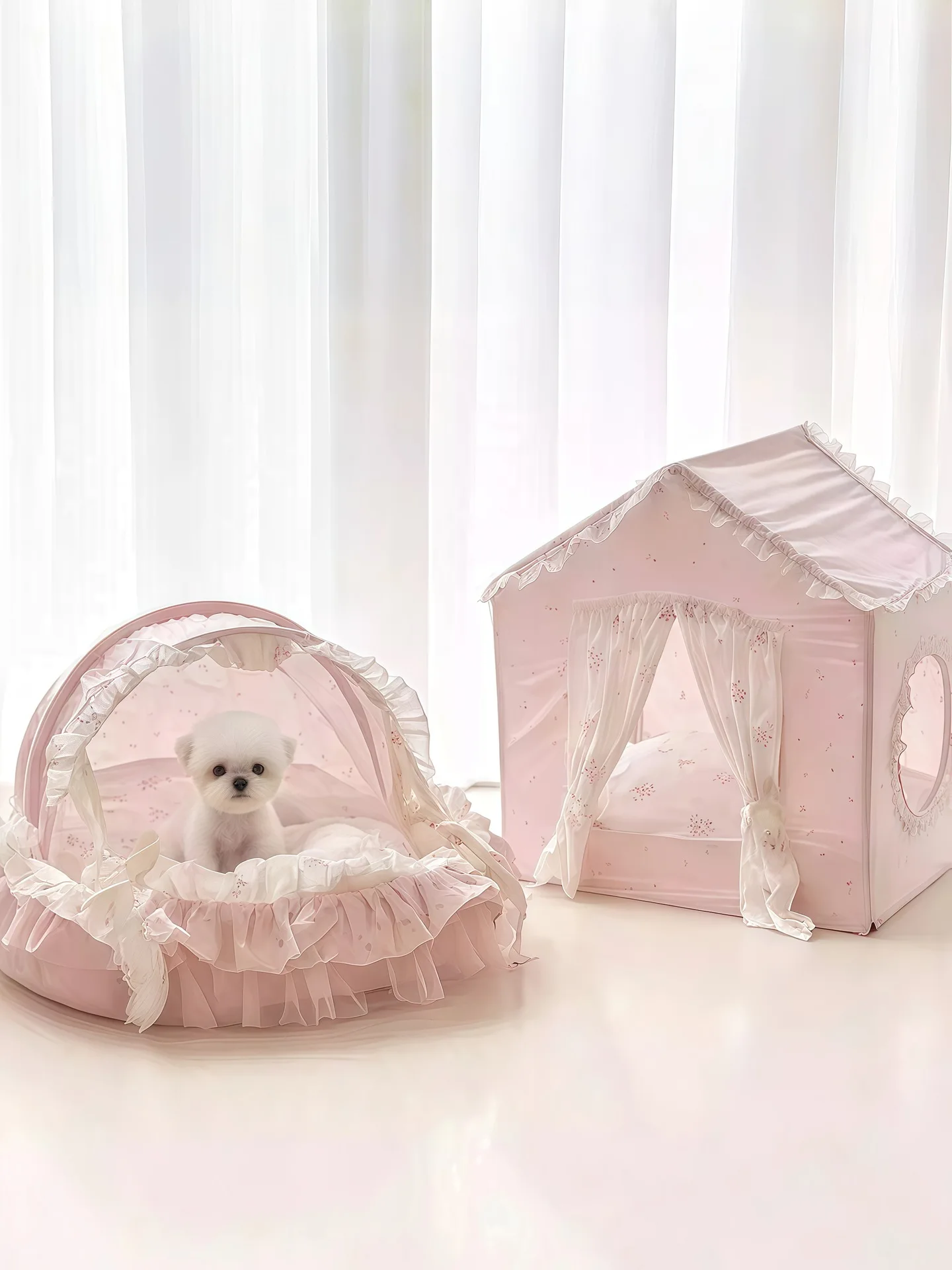 Vista de la casa para mascotas para descanso diario