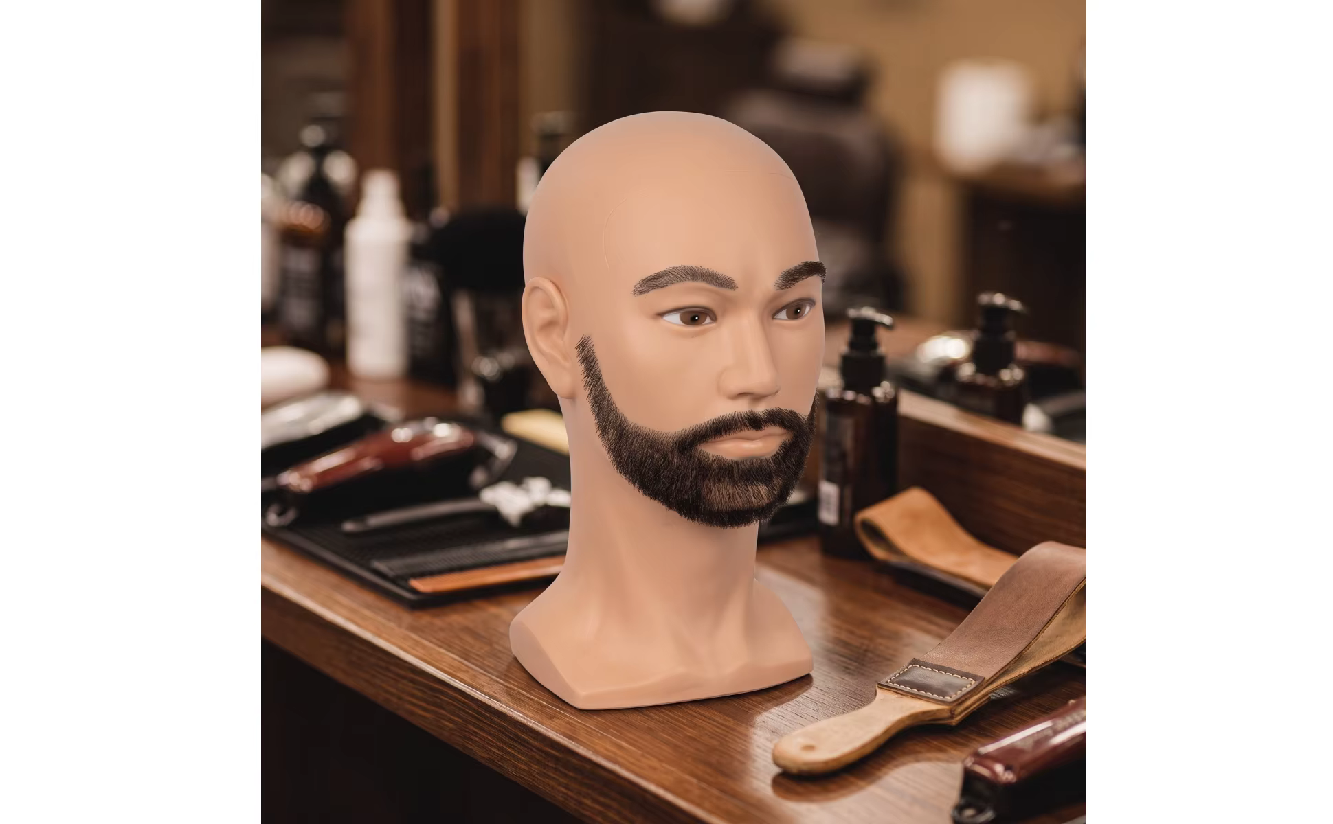 Cabeza de maniquí con vello facial realista