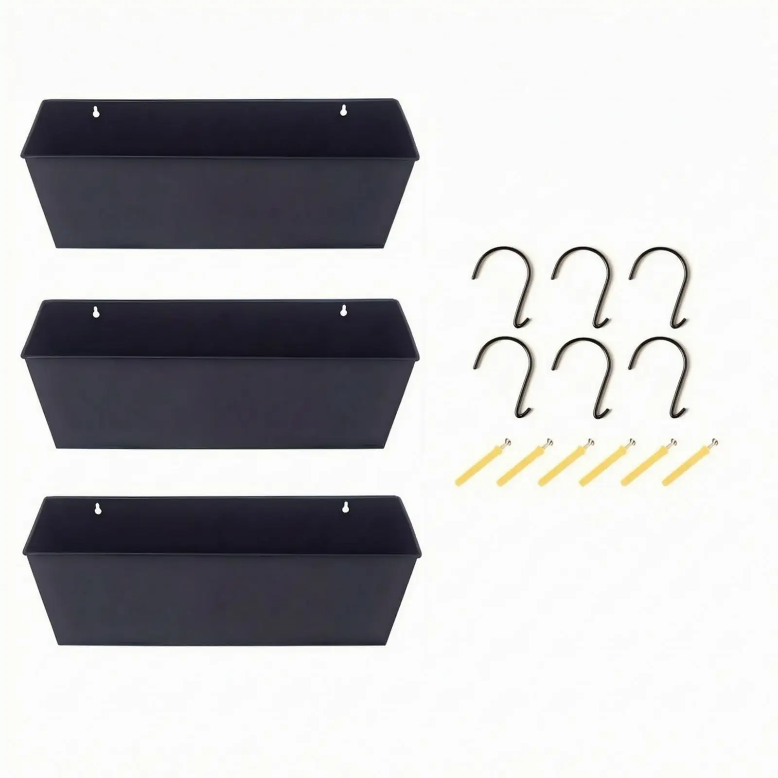 Juego de 3 Maceteros de Pared con Ganchos para Exteriores