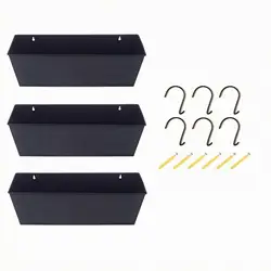 Juego de 3 Maceteros de Pared con Ganchos para Exteriores