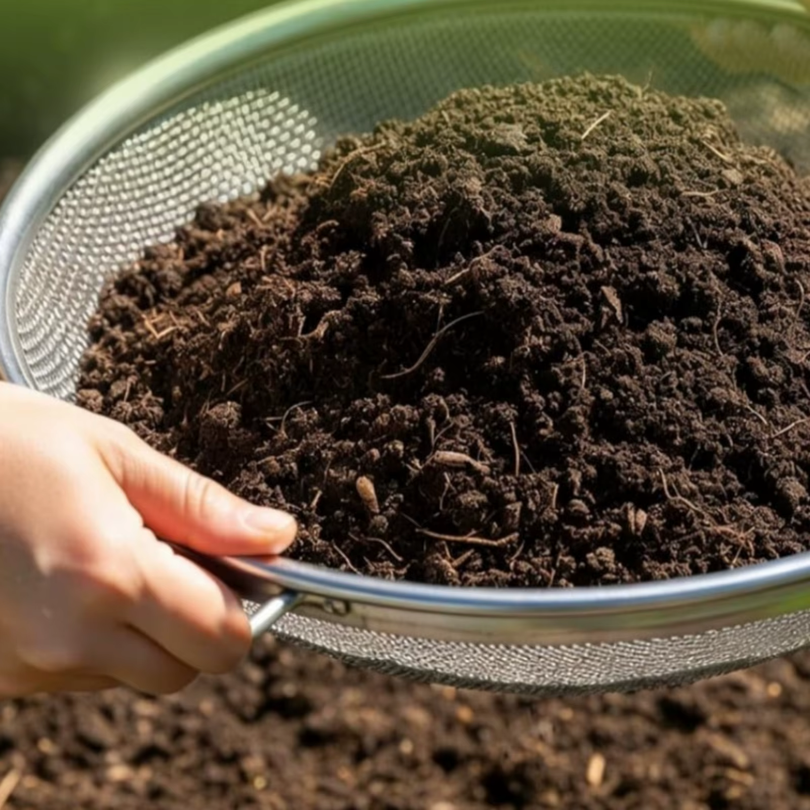 Tamiz para tierra y compost con asas, metálico y resistente al óxido