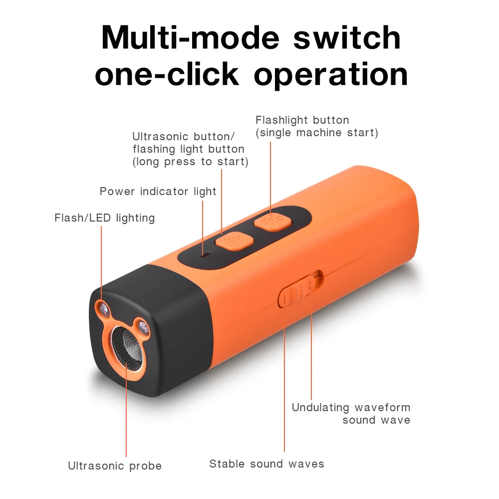 Repelente ultrasónico recargable para perros con linterna LED - imagen 2