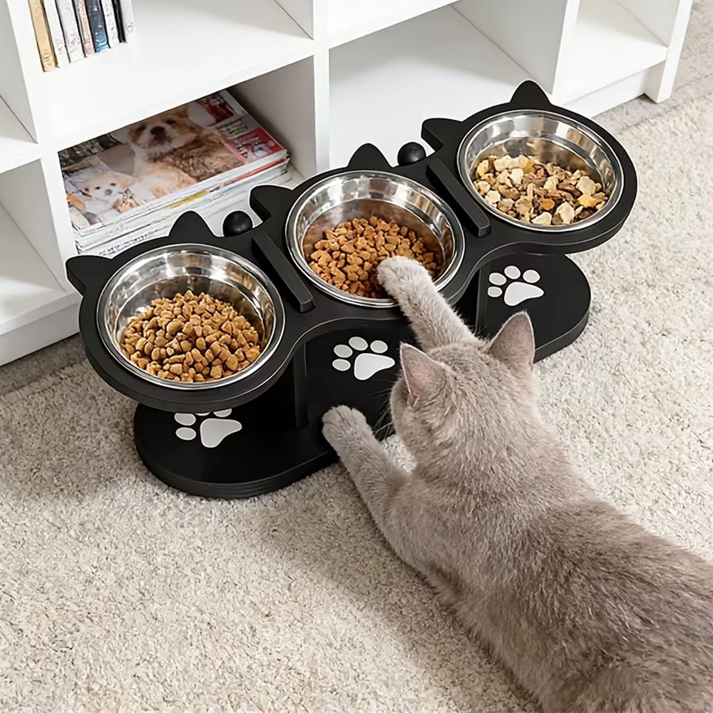 Comedero elevado para gatos y perros pequeños con acero inoxidable - imagen 5