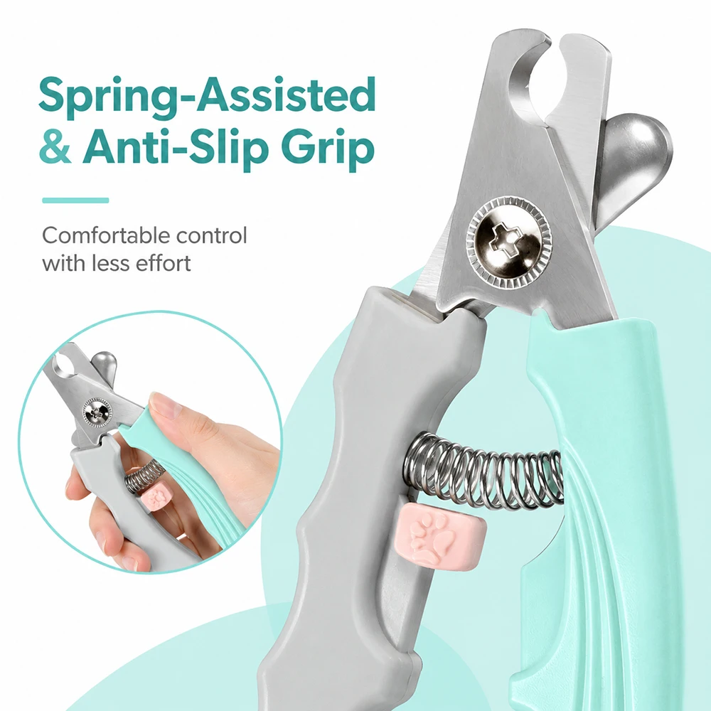Cortauñas para gatos y perros con cuchilla inox y protector seguridad - imagen 2