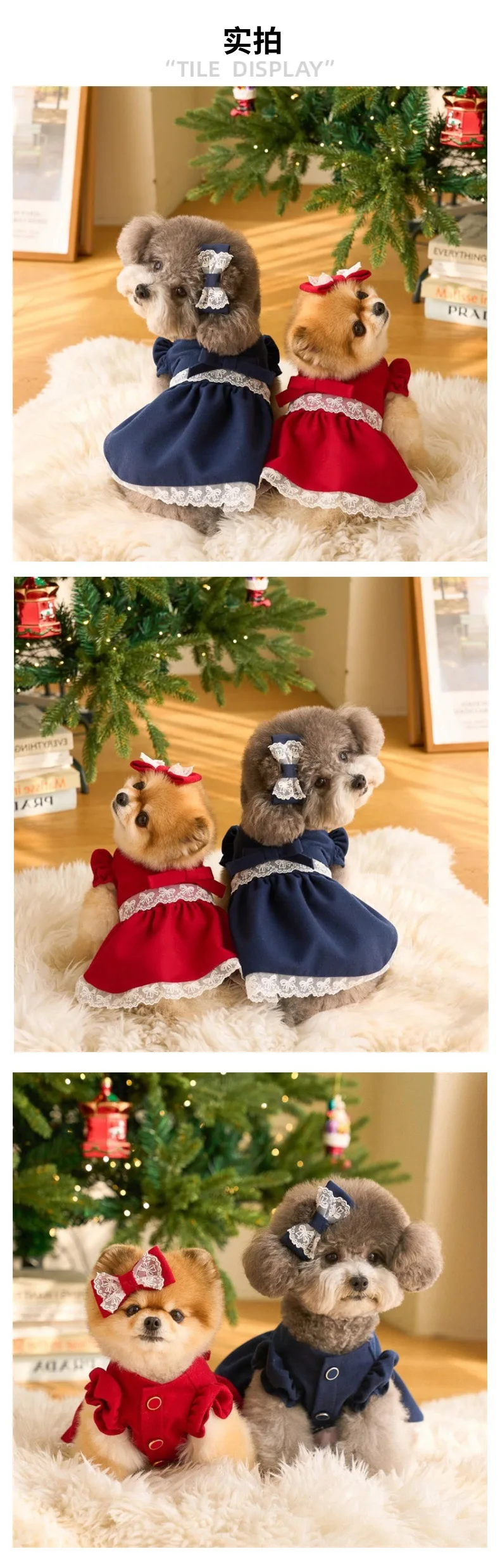 Detalle del lazo de doble cara en vestido para mascotas