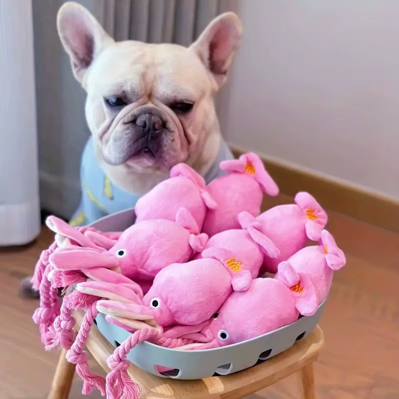 Juguete chirriante de peluche pulpo con cuerda para perros y gatos - imagen 4