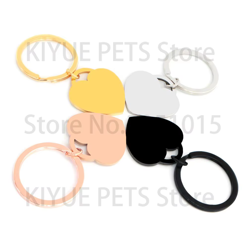 Placa identificativa de acero para perros y gatos – Corazón grabable - imagen 2