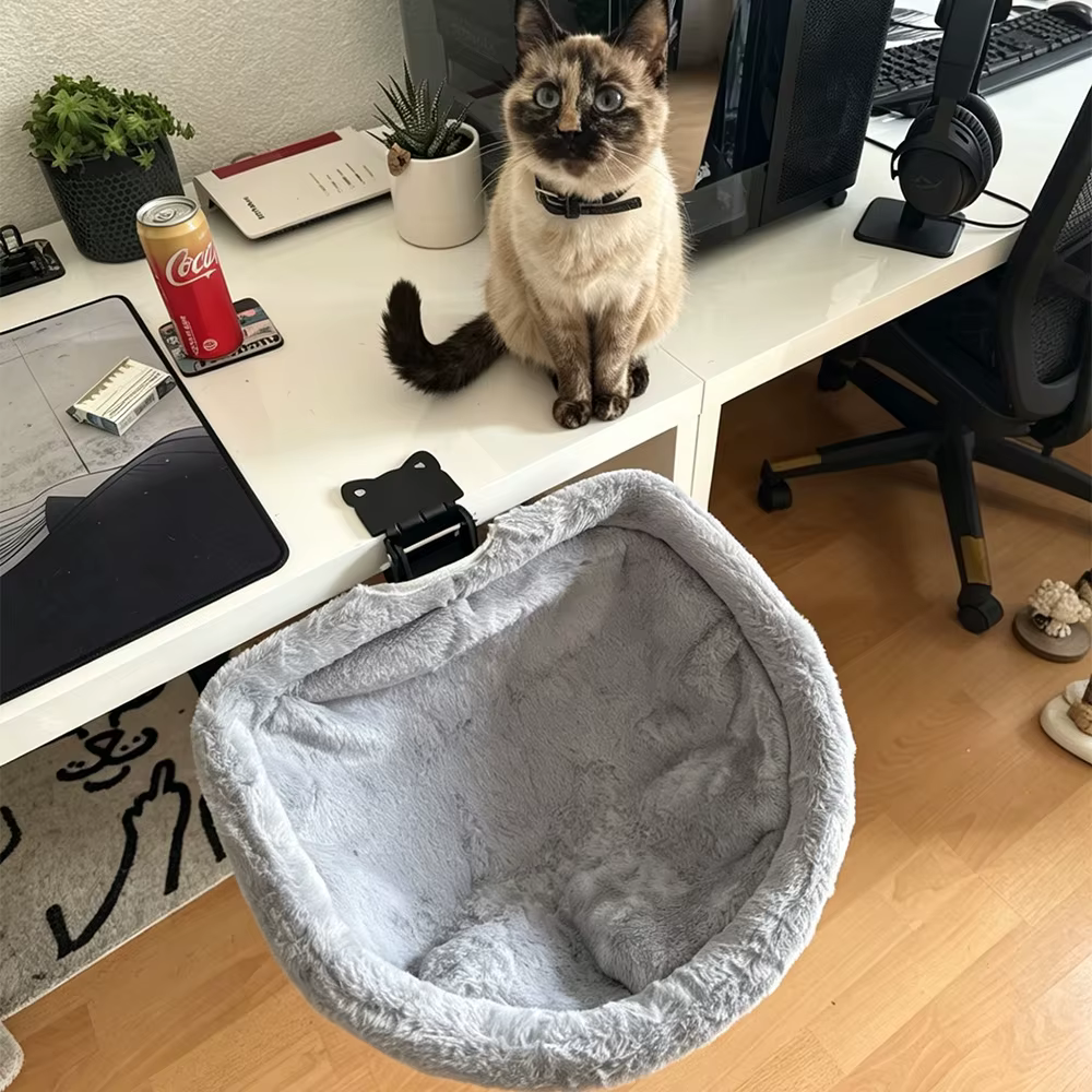 Hamaca de escritorio suave para gatos con abrazadera ajustable - imagen 5