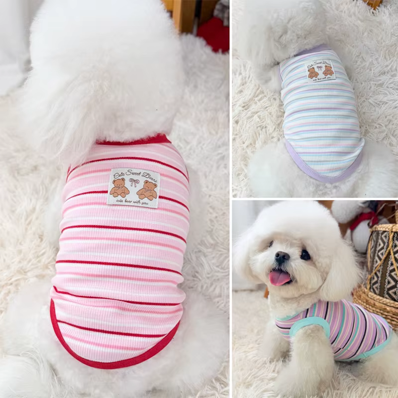 Camiseta a rayas para gatos y perros pequeños y medianos, para verano - imagen 2