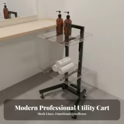 Carrito de Acero Plegable para Salón, Spa y Barbería con 2 Bandejas