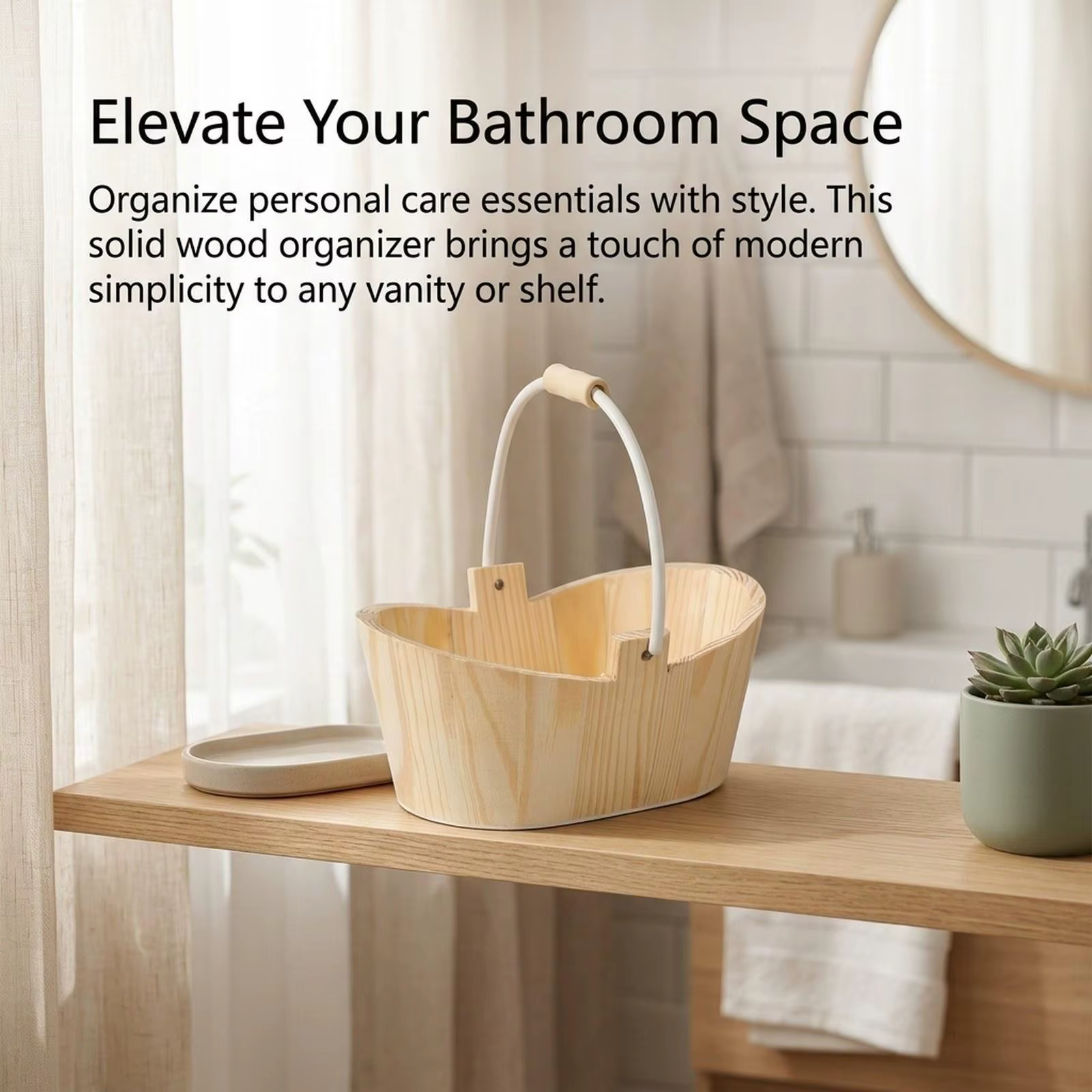 Cubo de almacenamiento de madera para baño y spa, gatos y perros - imagen 5