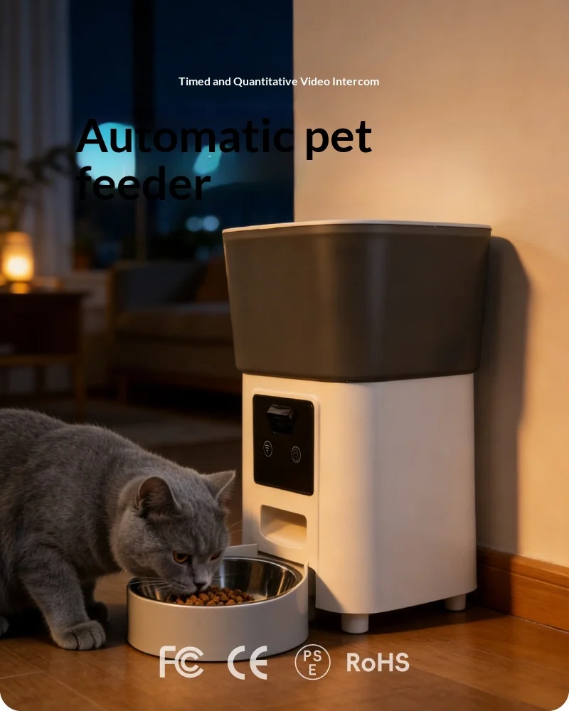 Comedero automático inteligente para perros y gatos con cámara