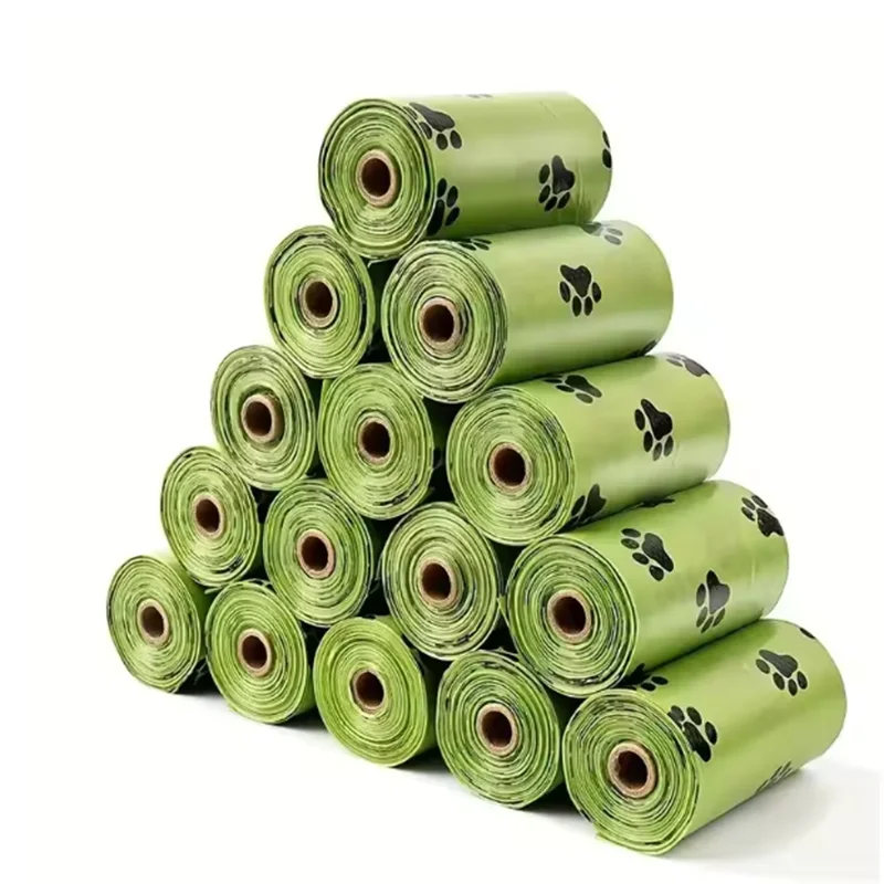 Bolsas excrementos perro a prueba de fugas biodegradables verdes - imagen 2