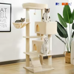 Árbol rascador multinivel para gatos: postes de sisal, felpa y casa