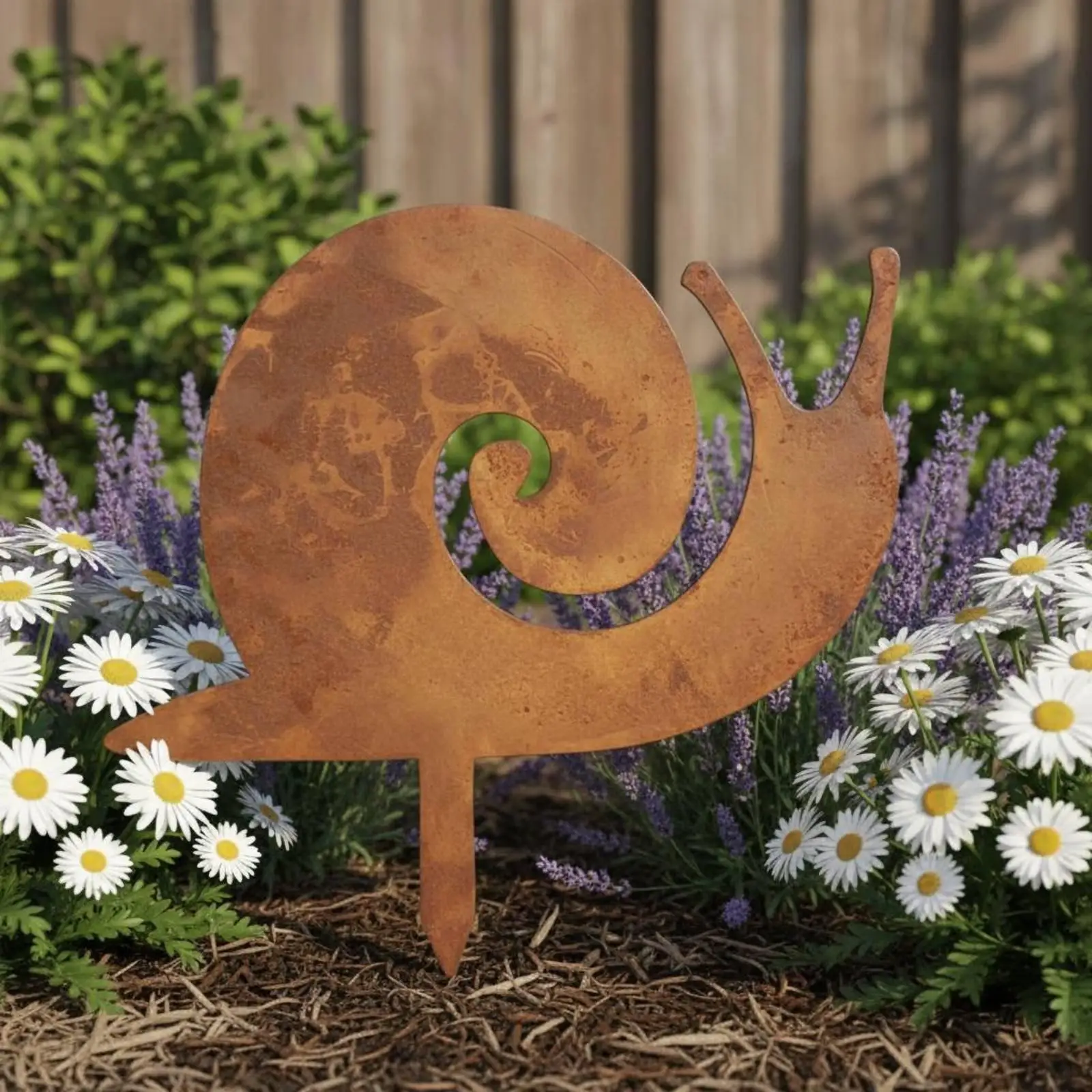 Escultura metálica para jardín – Adorno de hierro oxidado