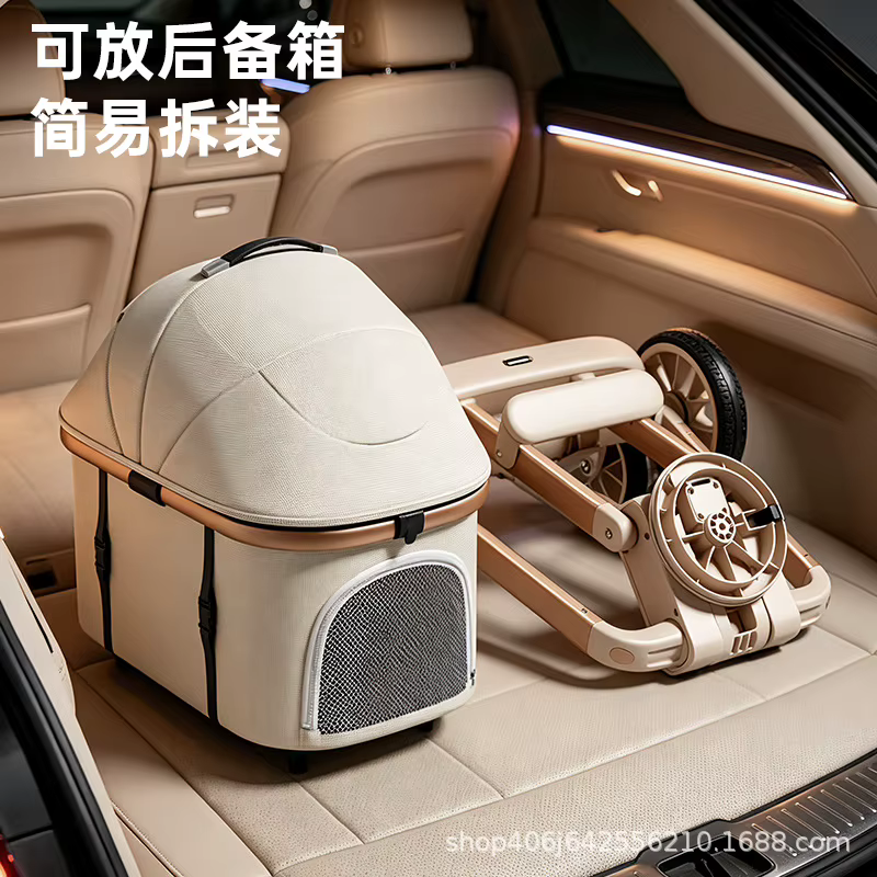 Carrito paseo mascotas doble capa para cachorros y gatitos - imagen 3