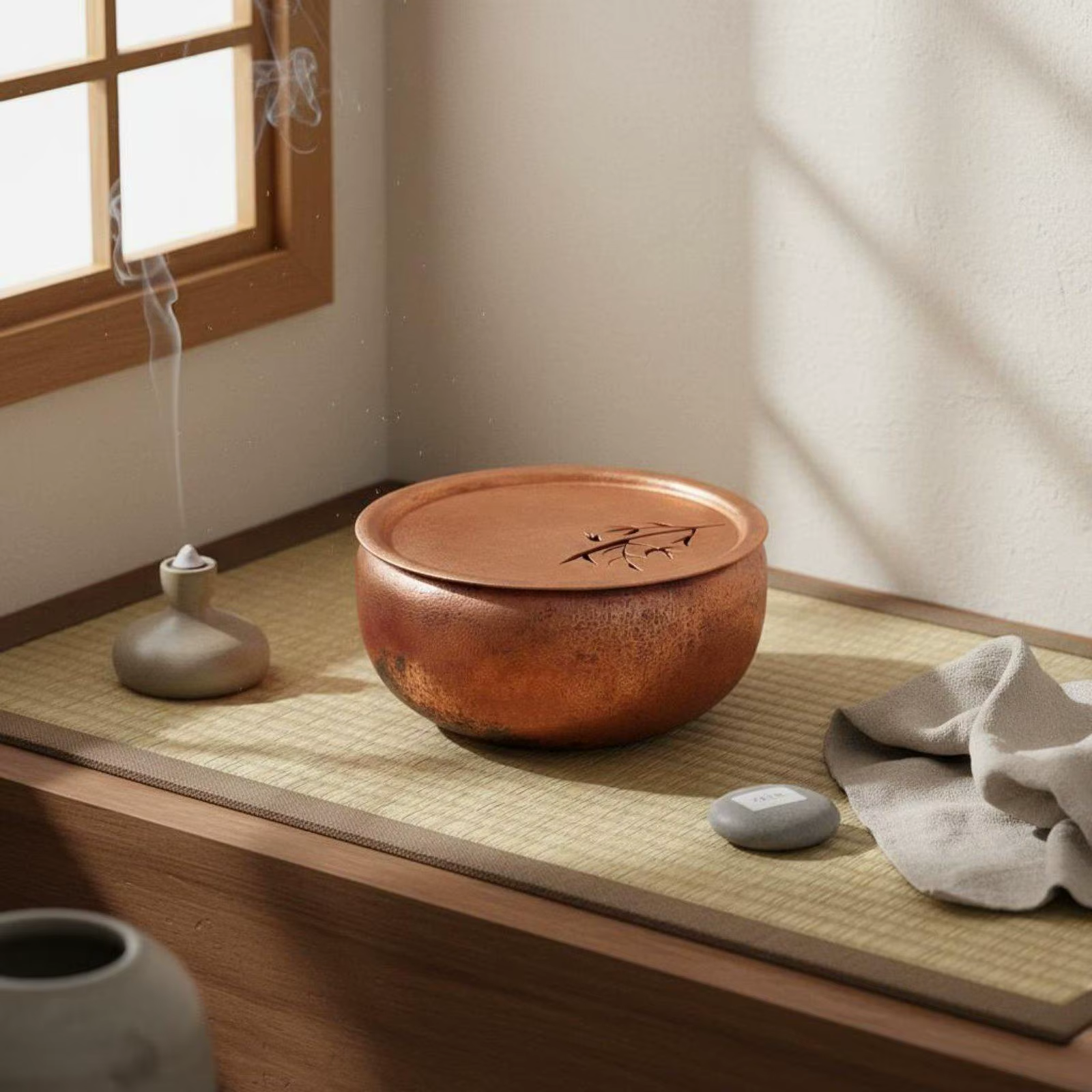 Tazón de cobre artesanal para gatos y perros – Cuenco decorativo con asa - imagen 5
