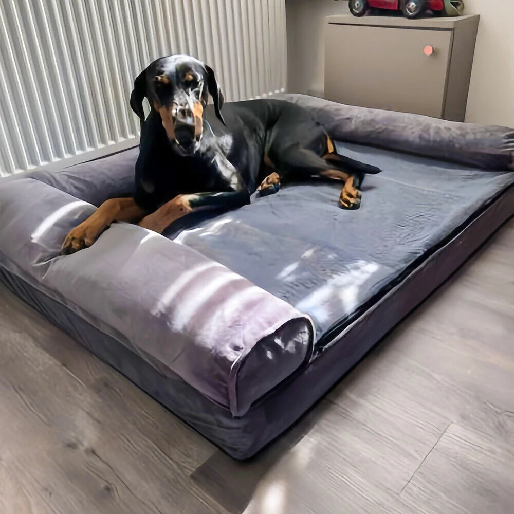 Cama ortopédica viscoelástica para perros grandes, funda impermeable