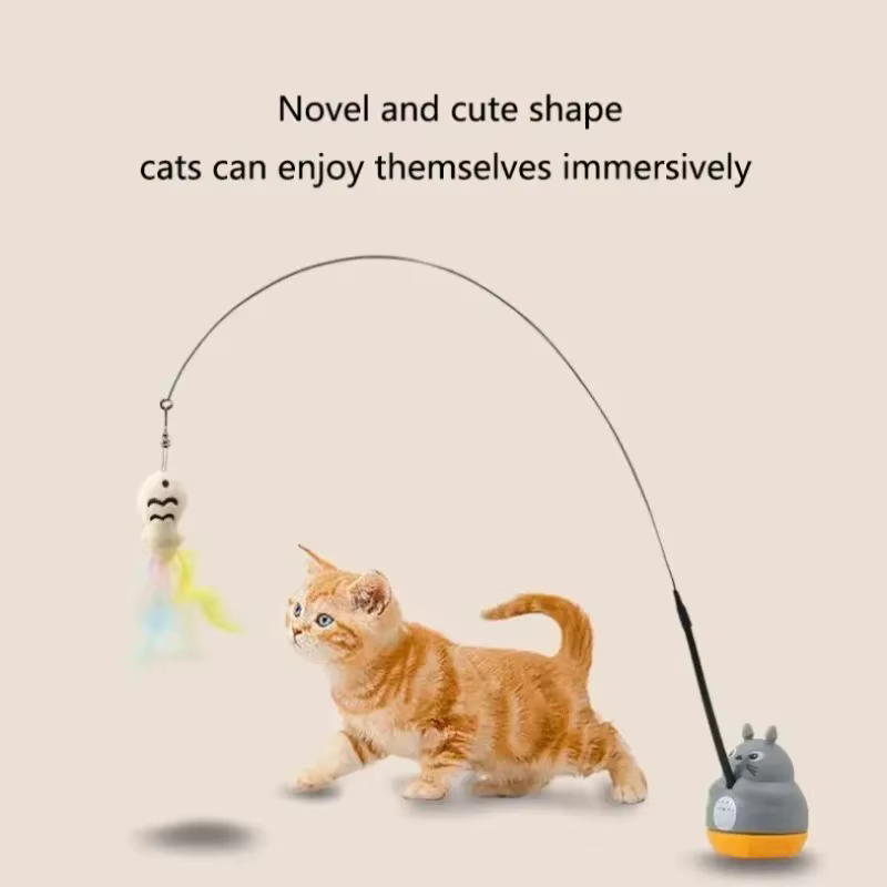 Caña para gatos con LED pez giratorio y muelle - imagen 4
