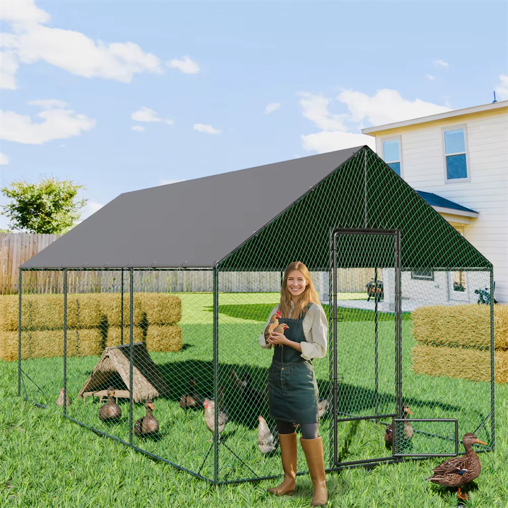 Gallinero exterior resistente, corral metálico y cubierta impermeable - imagen 2