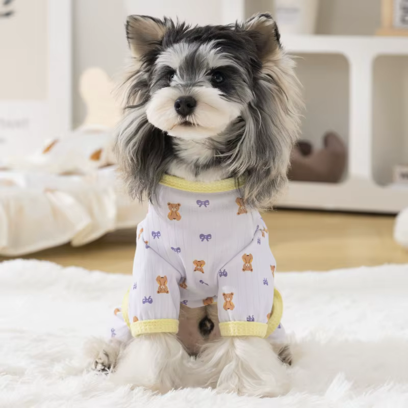 Pijama perro y gato con estampado de oso, mono suave para mascotas - imagen 3