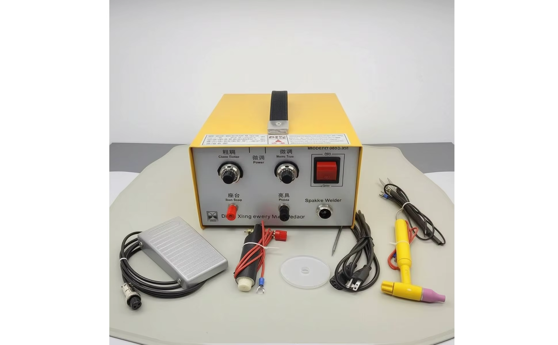 Detalles del electrodo de tungsteno en posición de trabajo