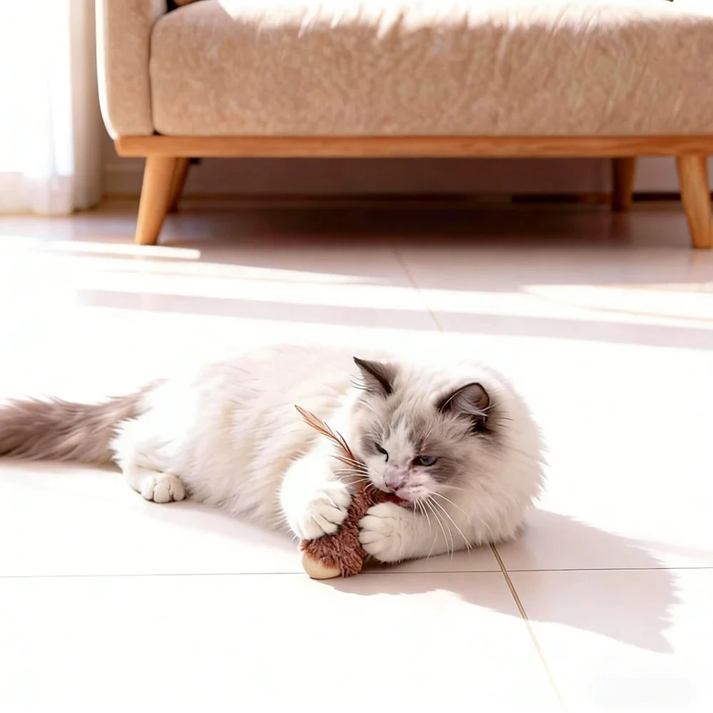 Juguete para gatos en uso diario