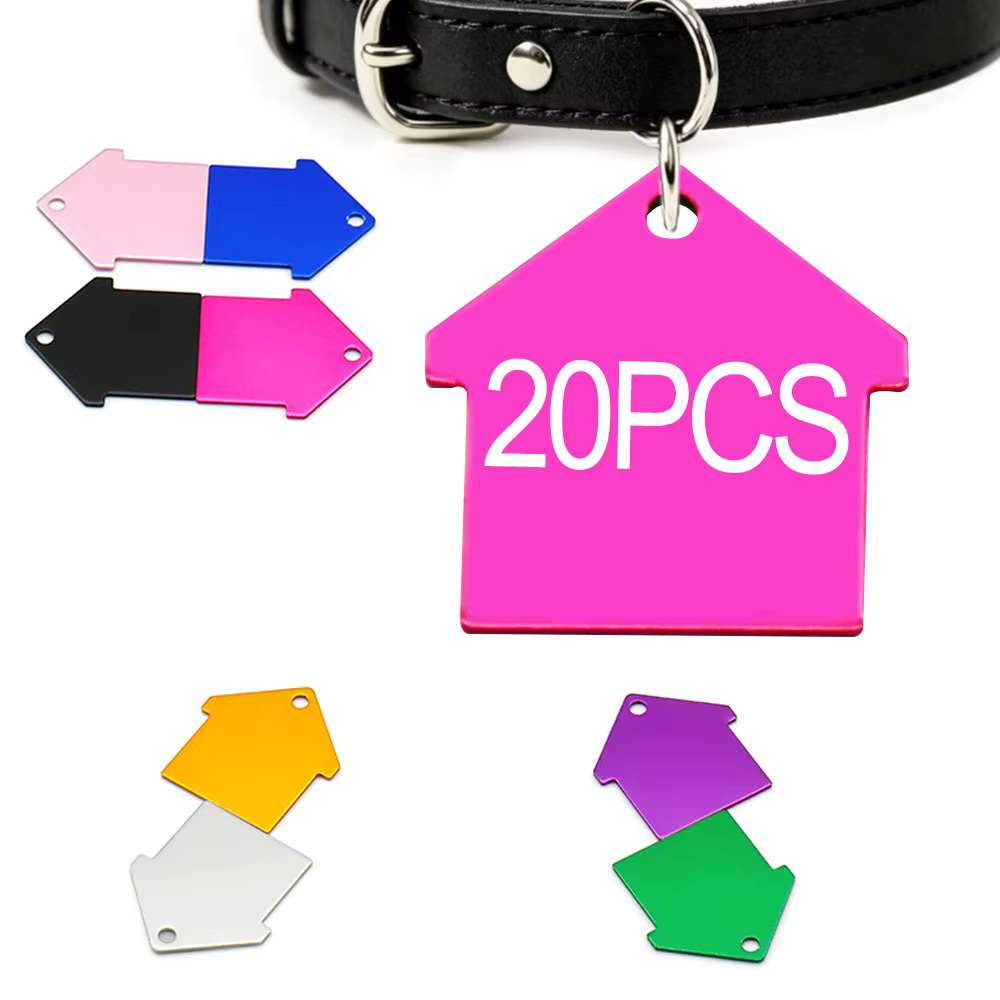 Placa de identificación para perro con forma de casa de aluminio - imagen 3
