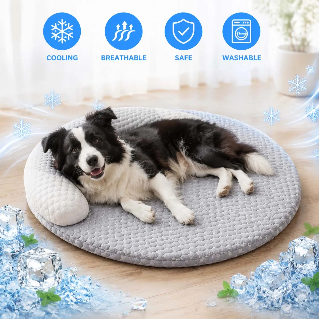 Cama refrescante de hielo ovalada para perros y gatos – transpirable - imagen 2