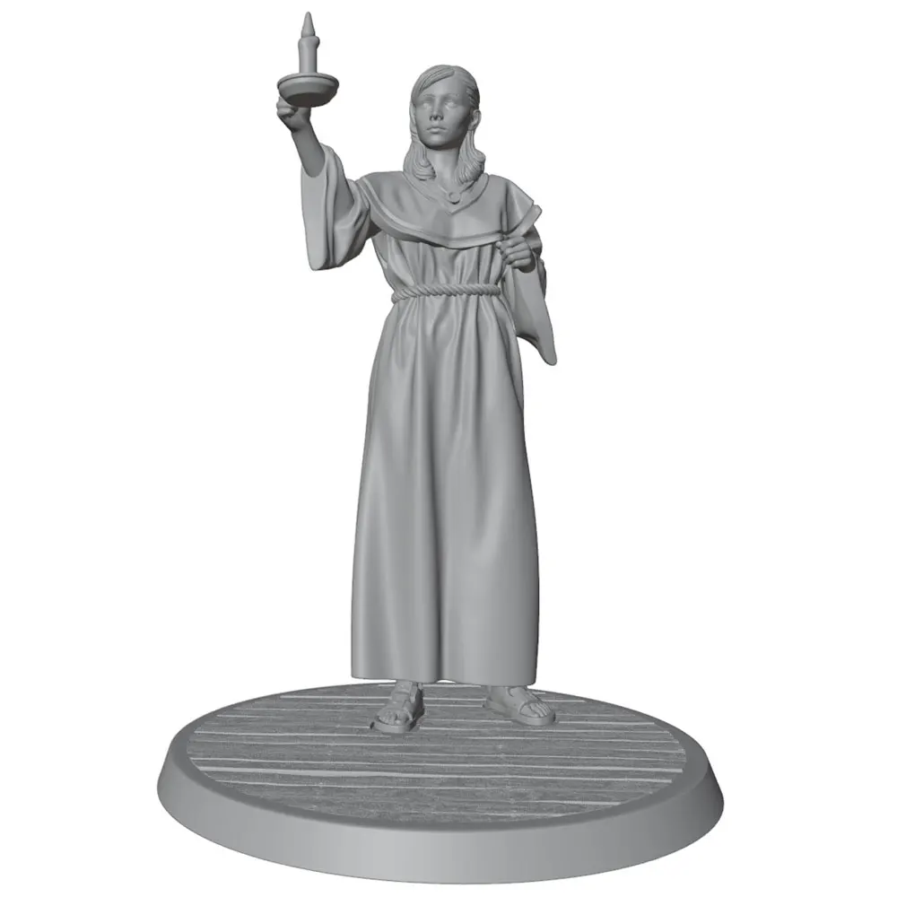 Figura de resina de monja con farol sin pintar